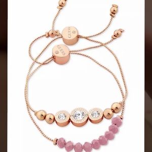 GUESS rose gold crystal and bead slider bracelet